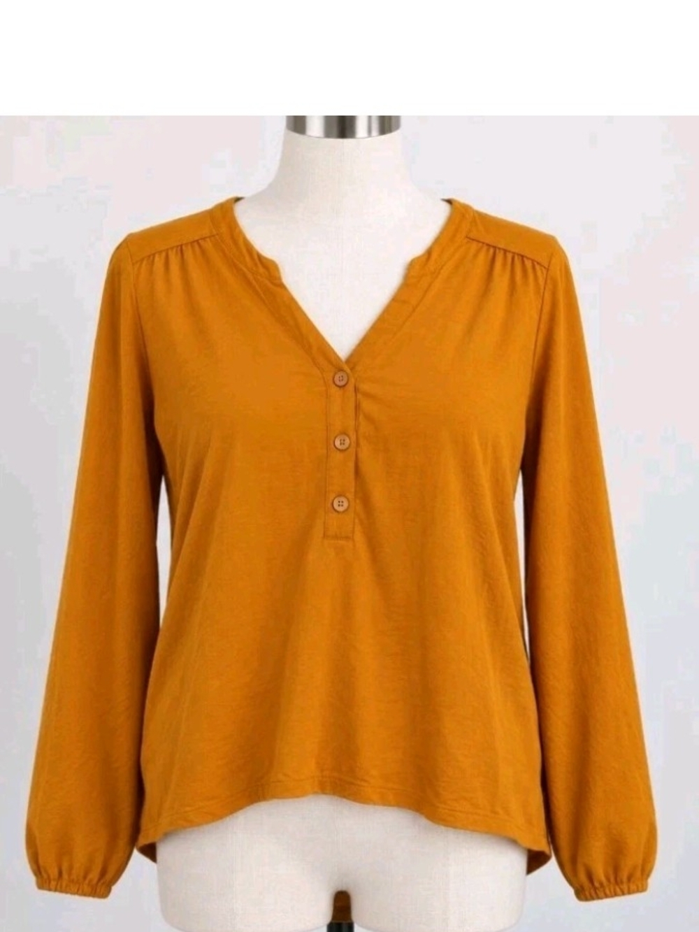 Old Navy Mustard Long-Sleeve Henley Top